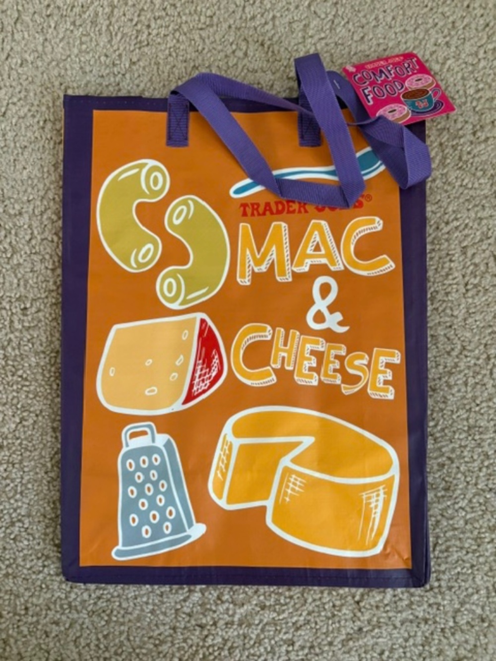 Trader Joe's REUSABLE GROCERY MAC And CHEESE PB&J Shopping Tote Gift Bag